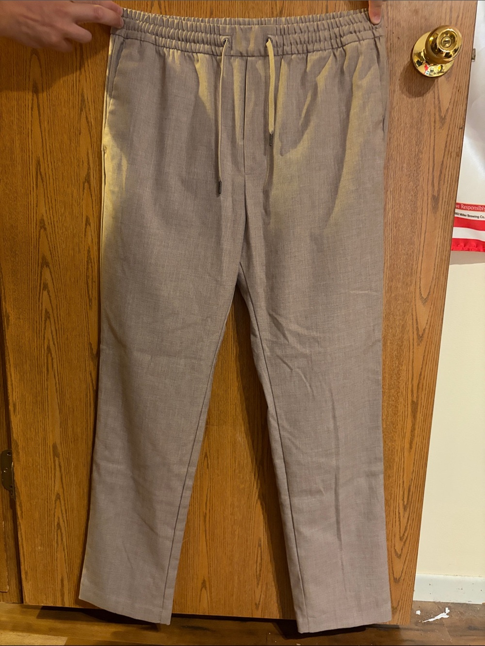 H&M Taupe Drawstring Elastic Waist Joggers